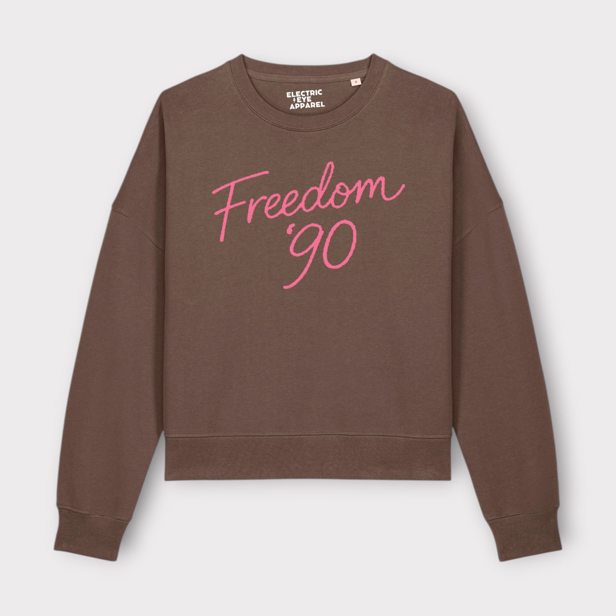 'FREEDOM '90!' embroidered organic women's dropped shoulder 'Alma' sweatshirt - choose your own embroidery colour