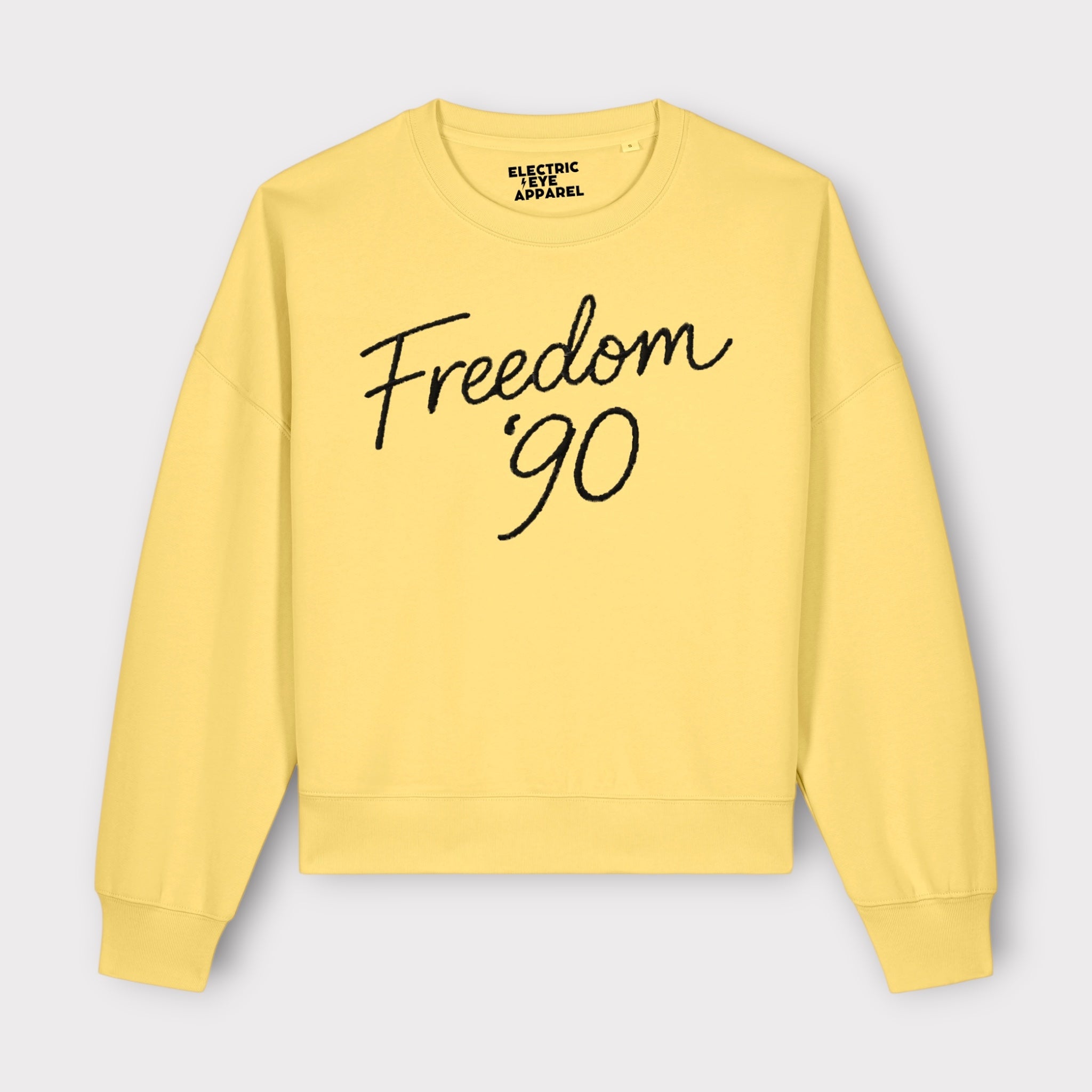 'FREEDOM '90!' embroidered organic women's dropped shoulder 'Alma' sweatshirt - choose your own embroidery colour