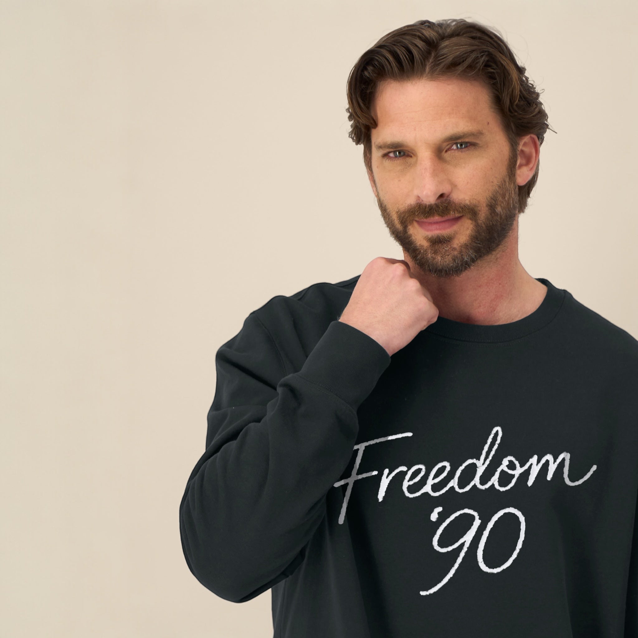 Men's 'Freedom '90' embroidered organic cotton 'Thinker' sweatshirt
