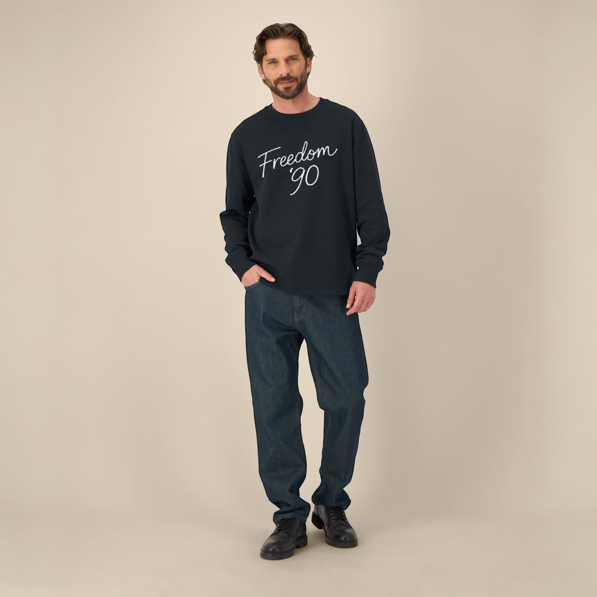 Men's 'Freedom '90' embroidered organic cotton 'Thinker' sweatshirt