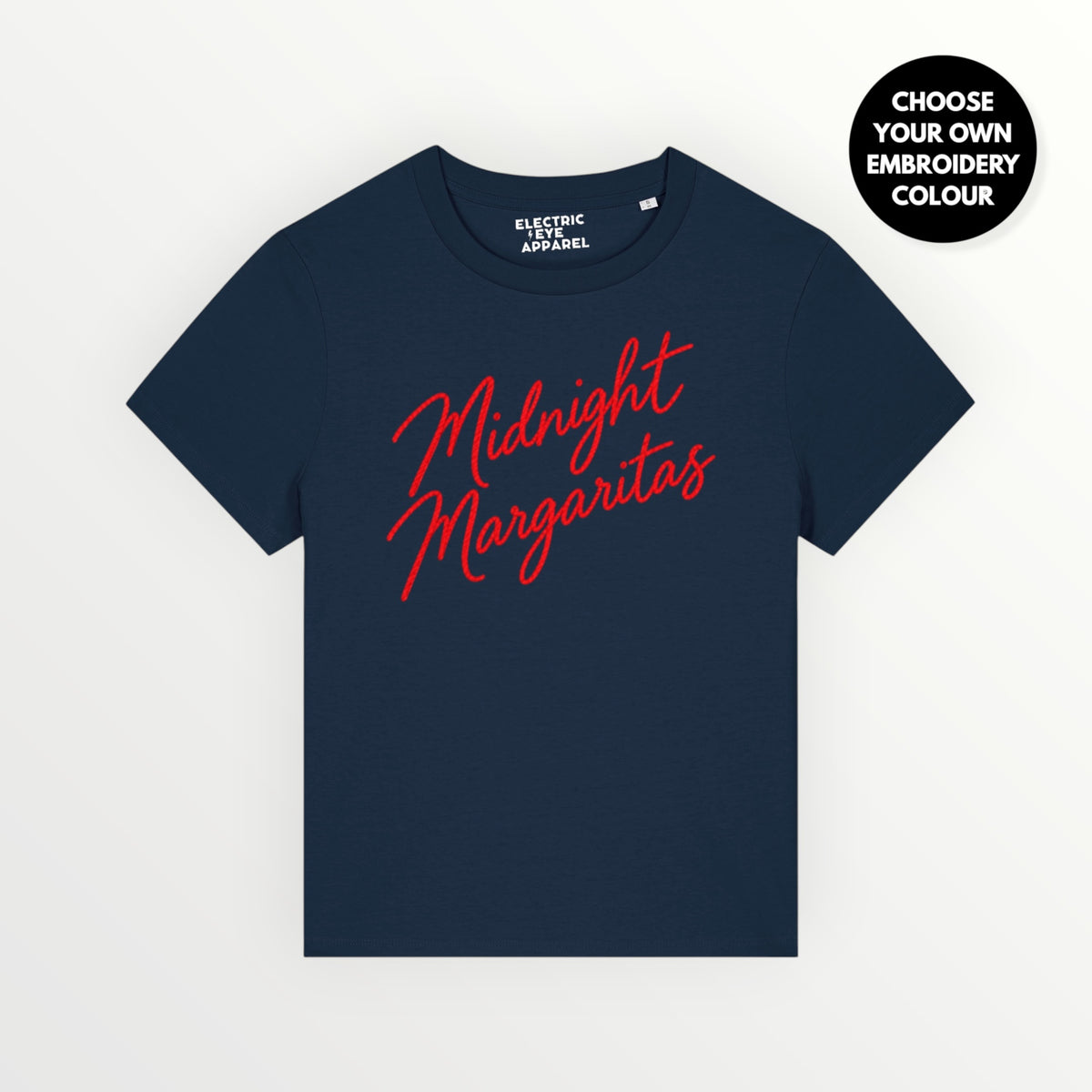'Midnight Margaritas' embroidered premium organic women's classic fit 'Muser' t-shirt - sizes XS-5XL