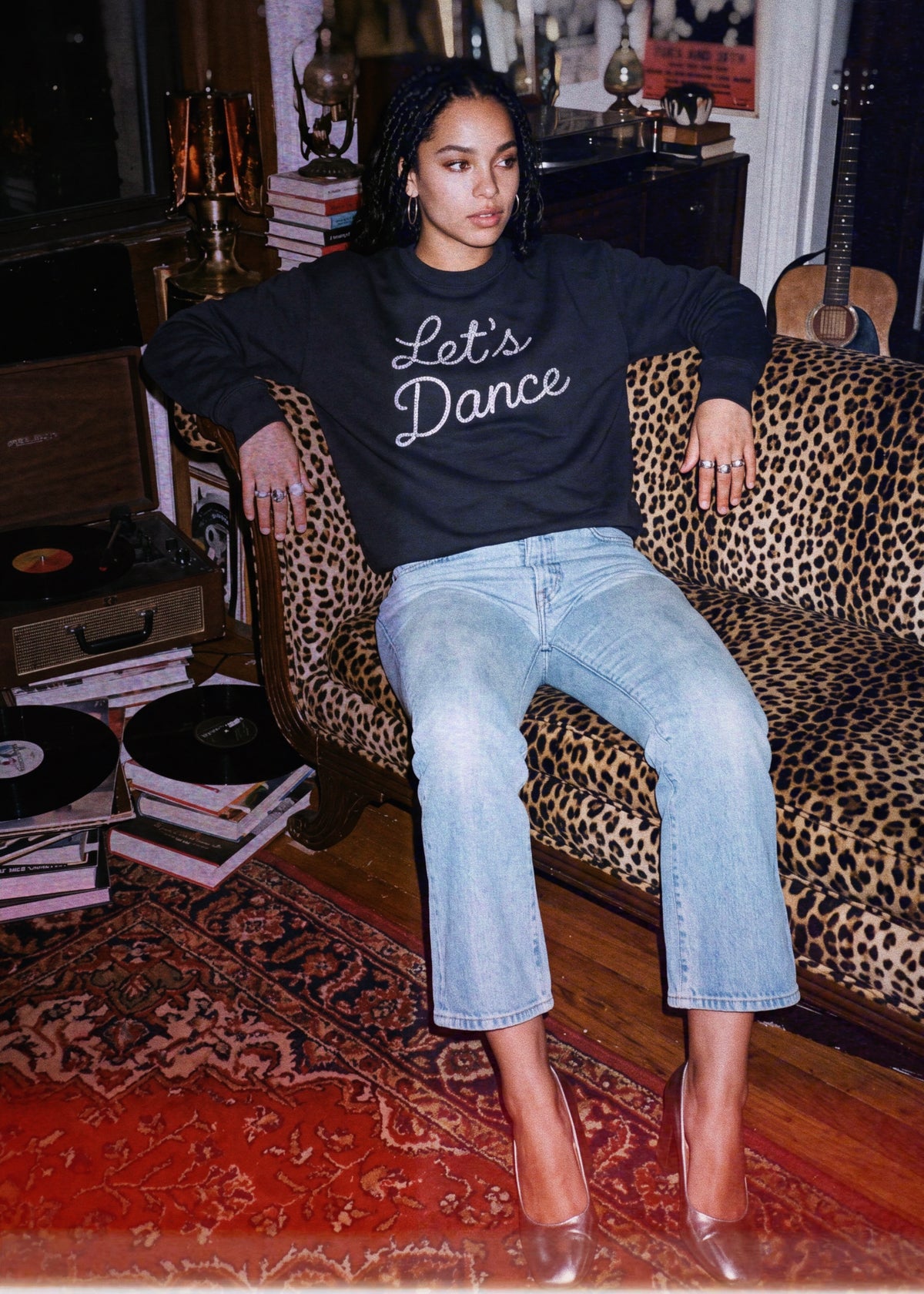 Unisex 'LET'S DANCE' embroidered organic cotton 'Thinker' sweatshirt - extended sizing XXS-5XL