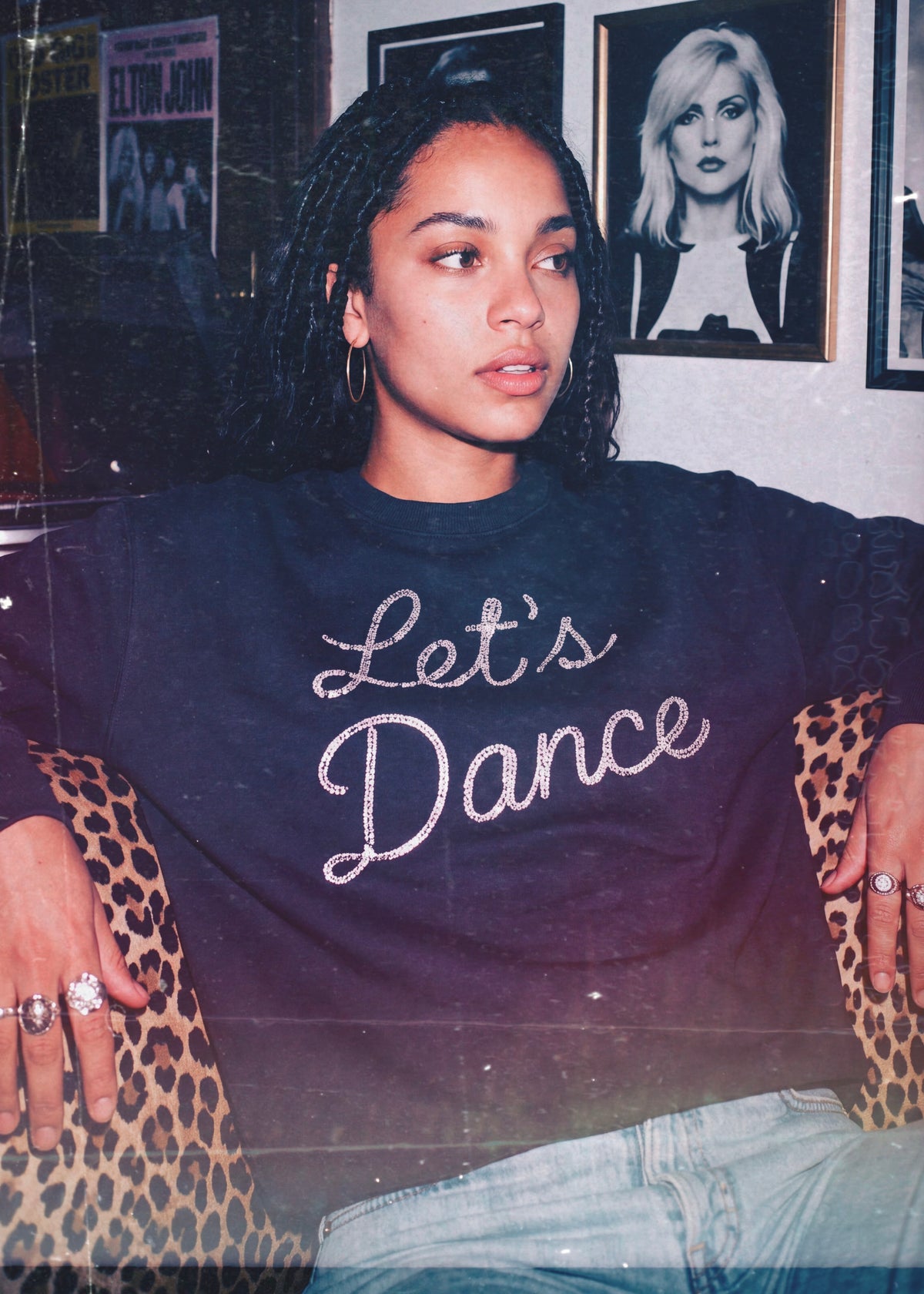 Unisex 'LET'S DANCE' embroidered organic cotton 'Thinker' sweatshirt - extended sizing XXS-5XL