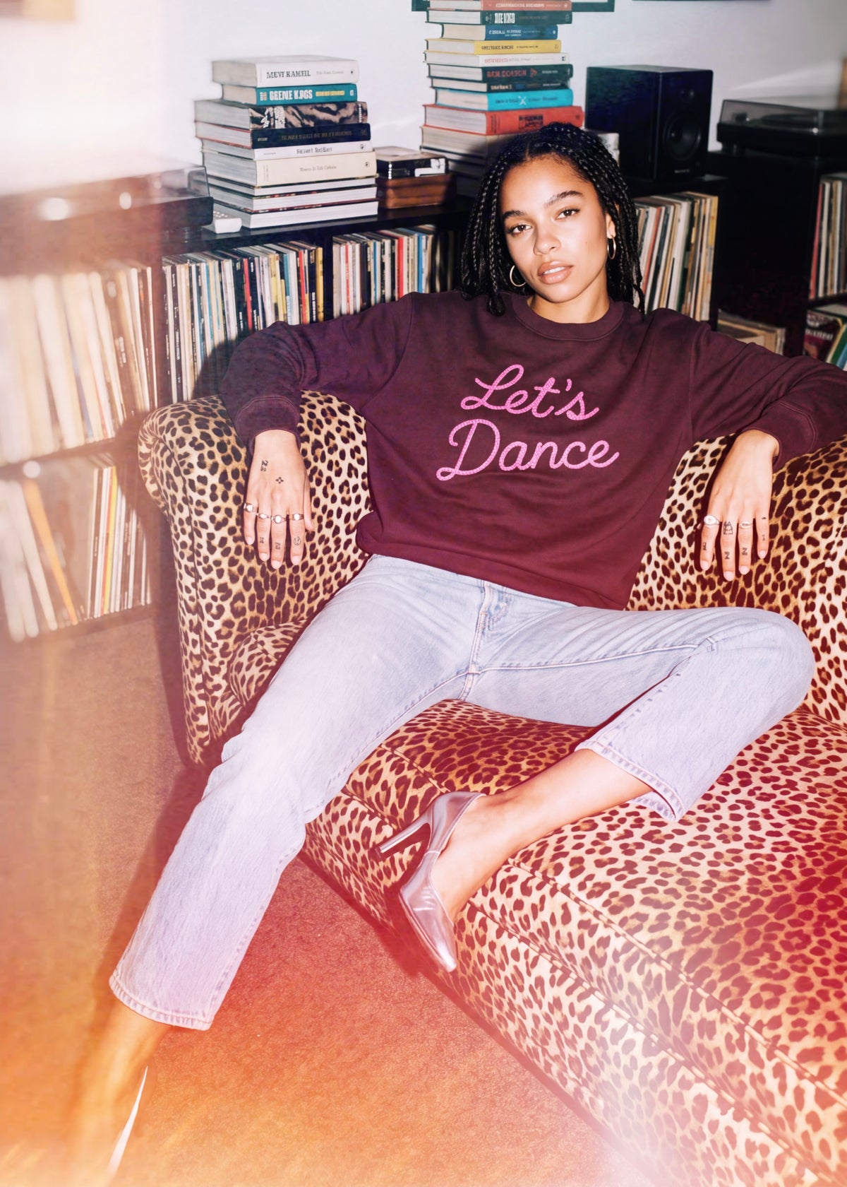 Unisex 'LET'S DANCE' embroidered organic cotton 'Thinker' sweatshirt - extended sizing XXS-5XL