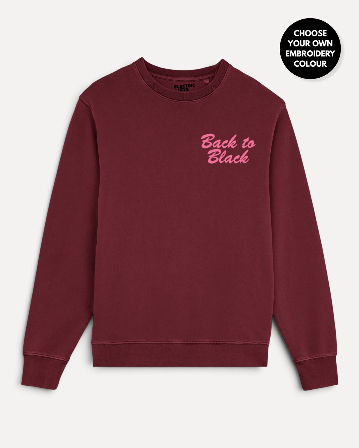 Women's 'BACK TO BLACK' left chest embroidered premium organic cotton 'Matcher' sweatshirt - EXTENDED SIZING