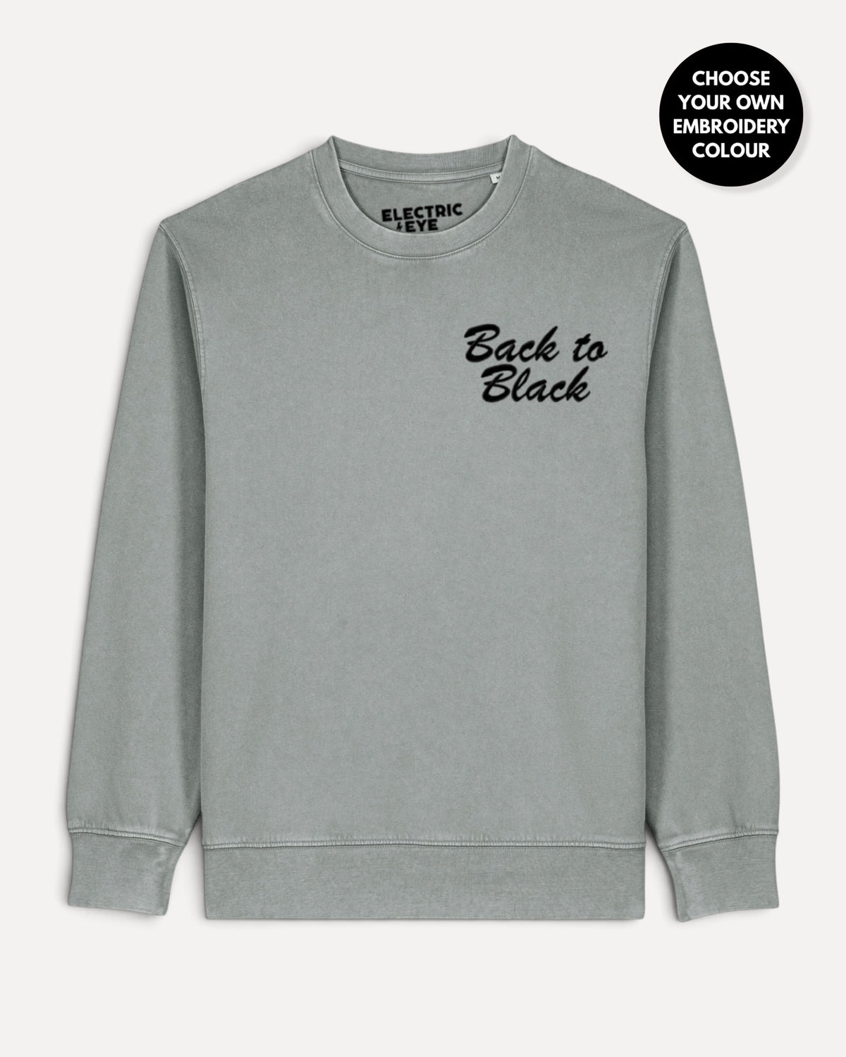 Women's 'BACK TO BLACK' left chest embroidered premium organic cotton 'Matcher' sweatshirt - EXTENDED SIZING
