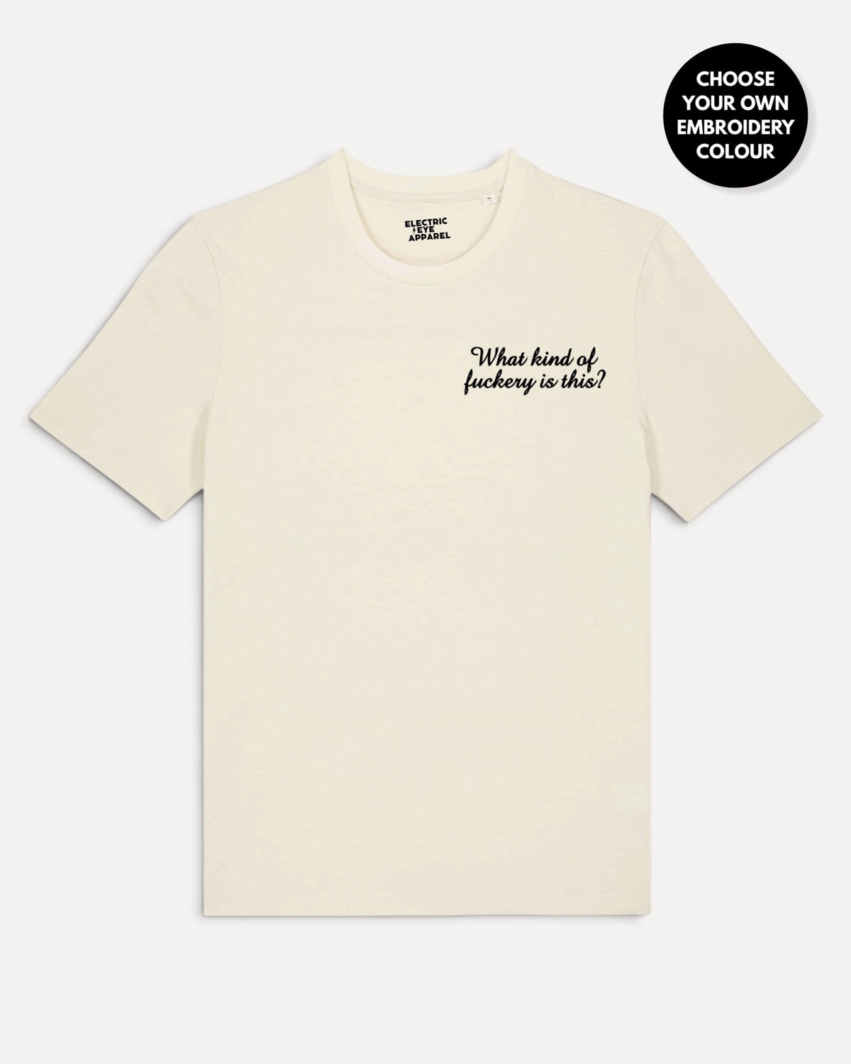 Men's 'WHAT KIND OF F CKERY IS THIS?' left chest embroidered premium organic classic fit 'Creator' t-shirt