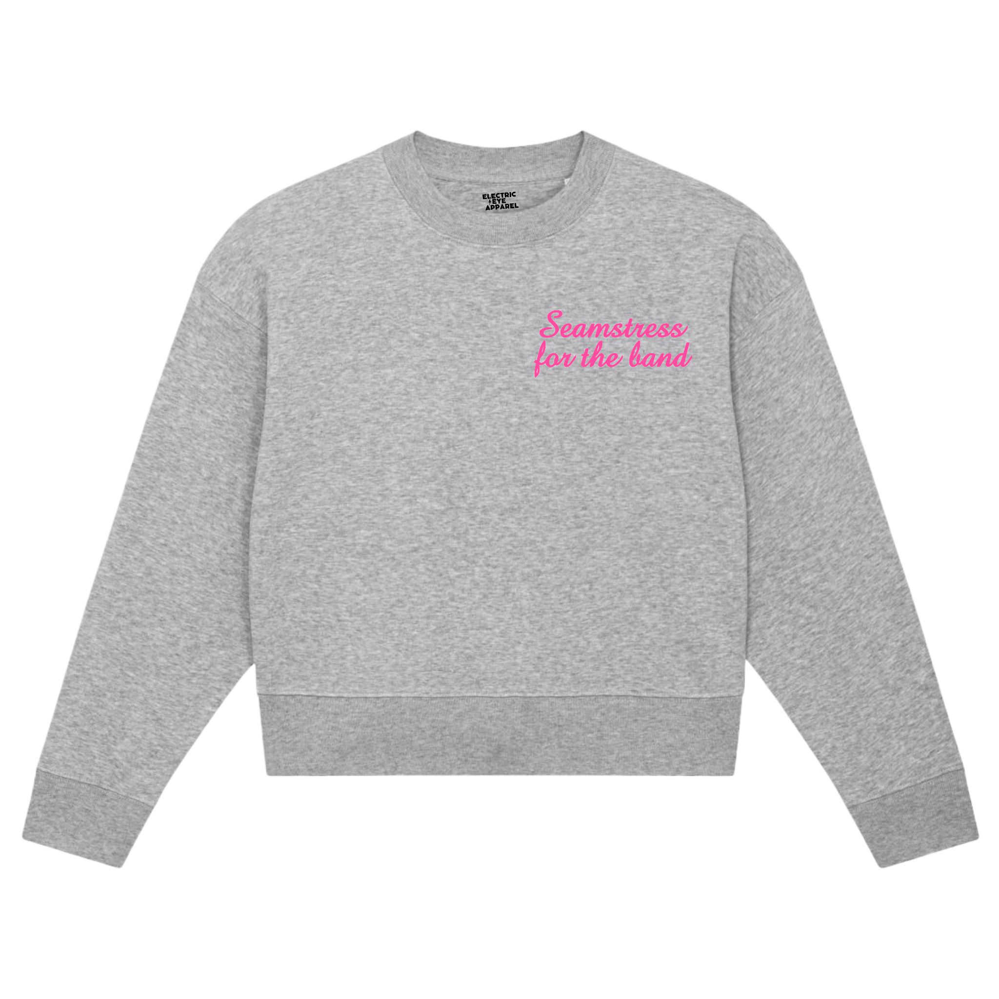 'SEAMSTRESS FOR THE BAND' left chest embroidered women's organic 'cropster' sweatshirt - inspired by Elton John, Tiny Dancer
