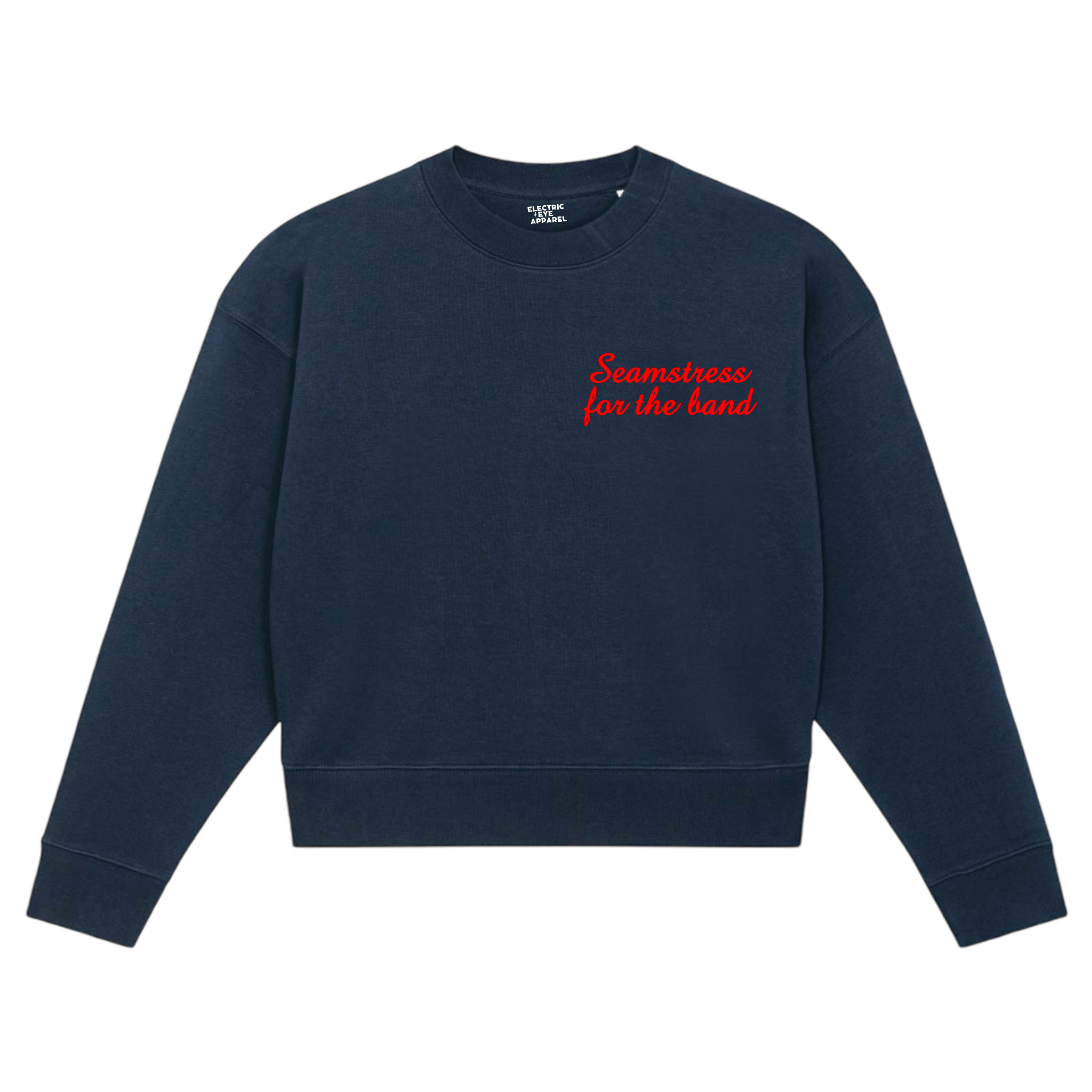'SEAMSTRESS FOR THE BAND' left chest embroidered women's organic 'cropster' sweatshirt - inspired by Elton John, Tiny Dancer