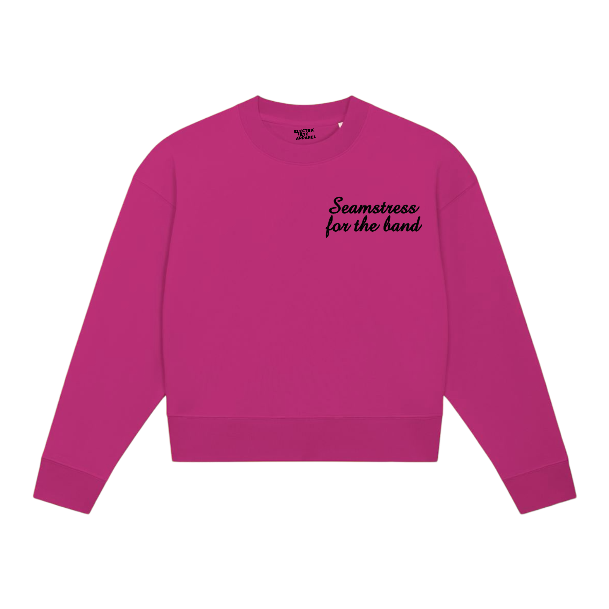 'SEAMSTRESS FOR THE BAND' left chest embroidered women's organic 'cropster' sweatshirt - inspired by Elton John, Tiny Dancer