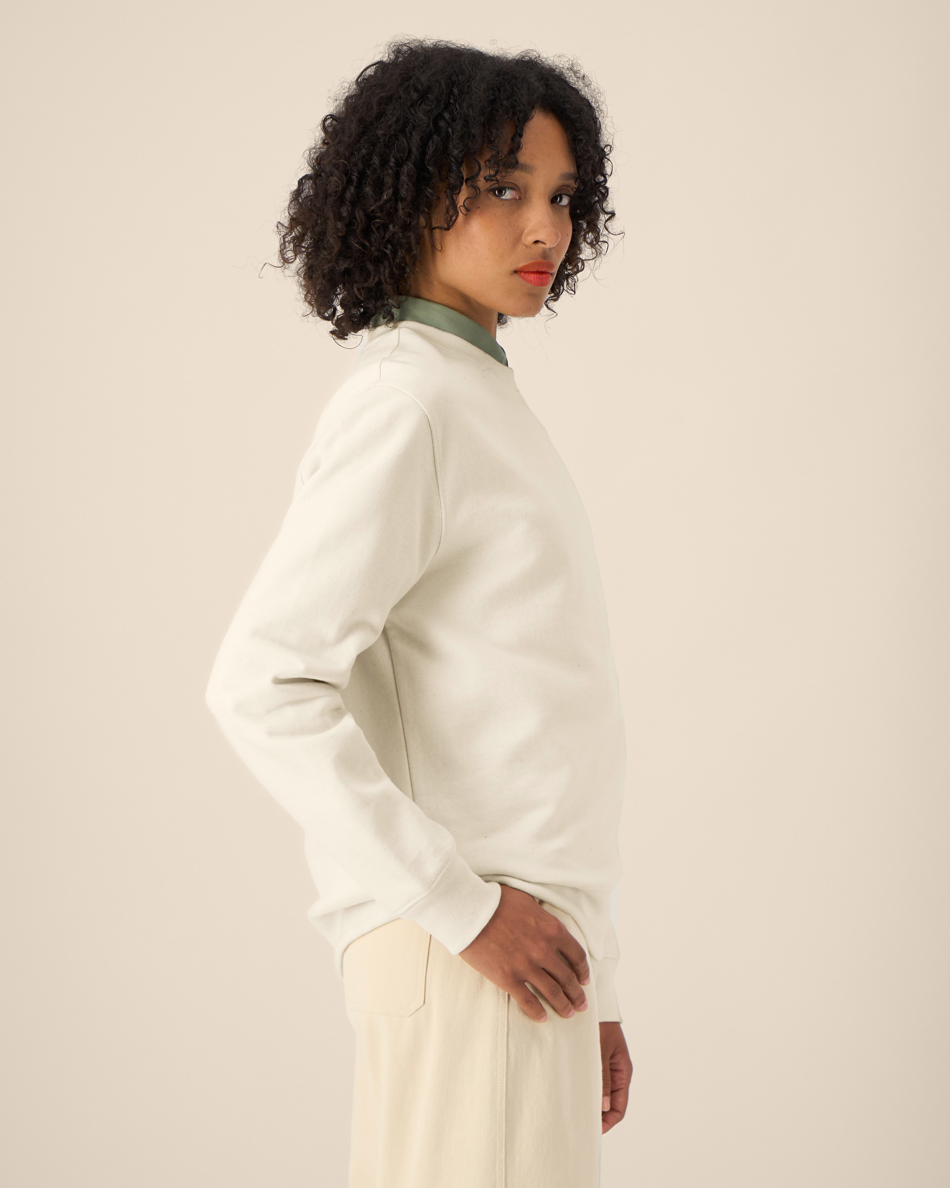 Unisex 'KISS ALL THE TIME. DISCO, OCCASIONALLY' embroidered organic cotton 'Thinker' sweatshirt - extended sizing XXS-6XL