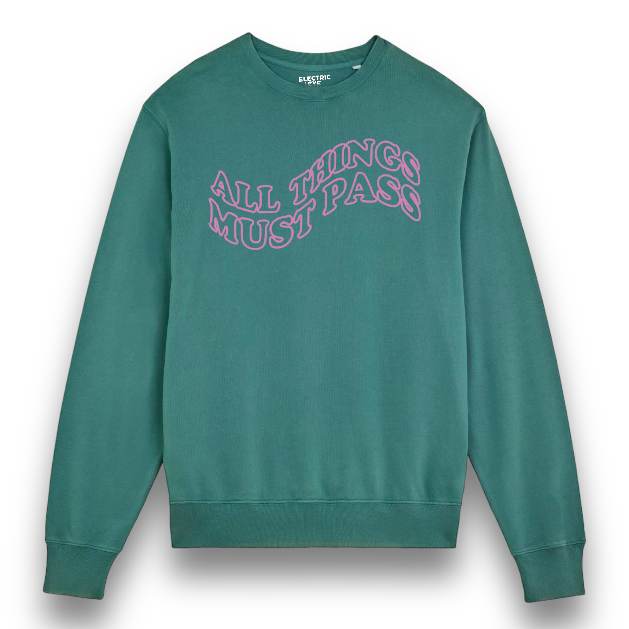 'ALL THINGS MUST PASS' embroidered organic unisex 'matcher' vintage aged sweatshirt - inspired by George Harrison