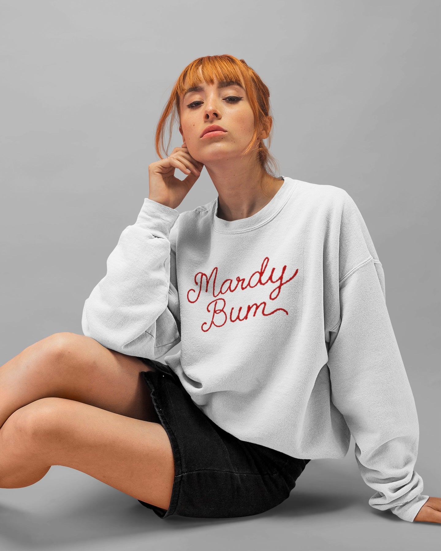 'MARDY BUM' embroidered organic women's dropped shoulder 'Alma' sweatshirt - choose your own embroidery colour