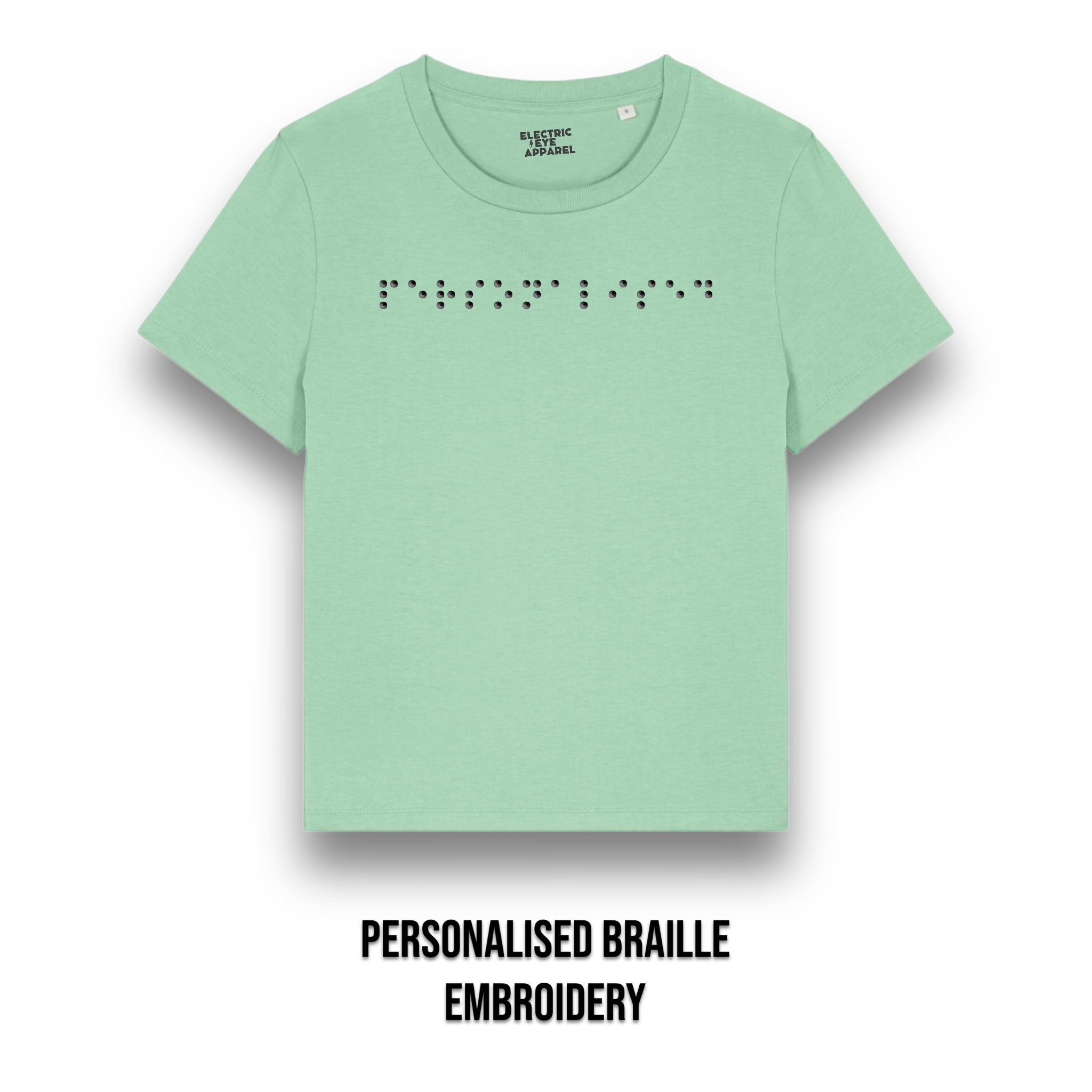 Personalised Braille Lyric Centre Chest Embroidered premium organic kids 'Mini Creator' t-shirt - convert lyrics to braille, choose your own thread colour