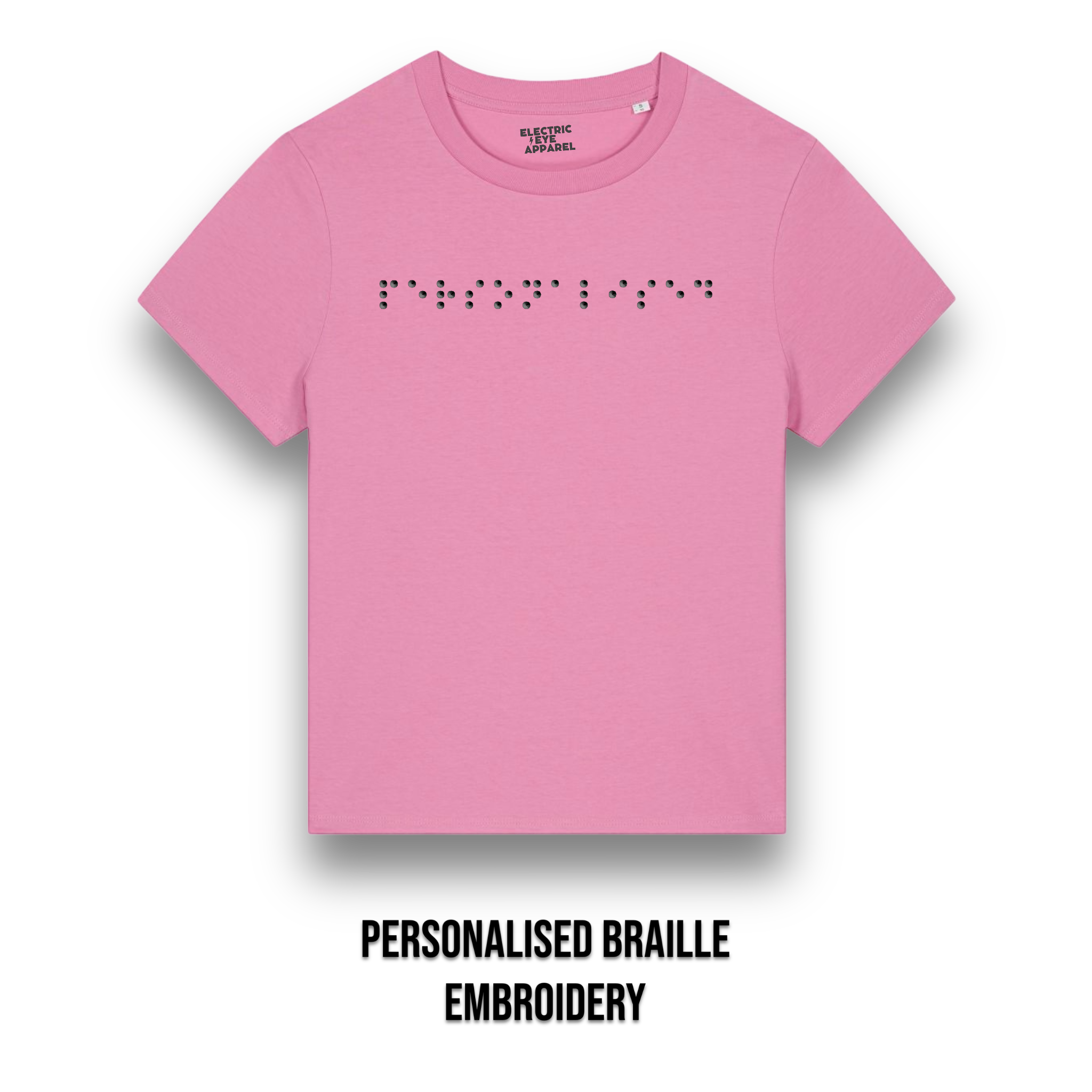Personalised Braille Lyric Centre Chest Embroidered premium organic kids 'Mini Creator' t-shirt - convert lyrics to braille, choose your own thread colour