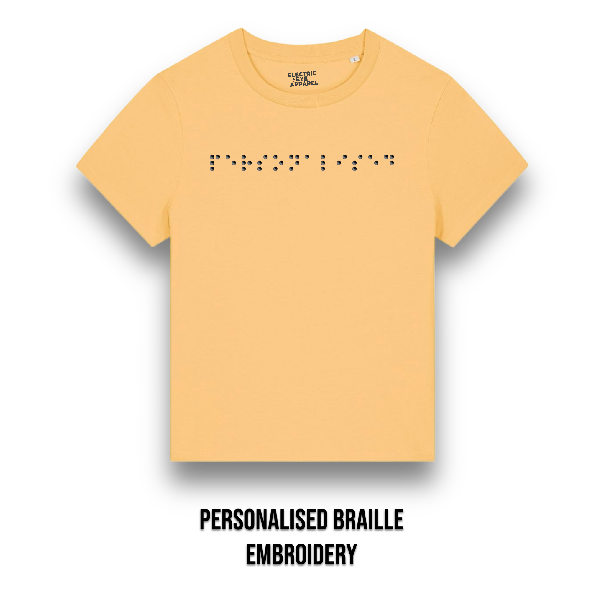 Personalised Braille Lyric Centre Chest Embroidered premium organic kids 'Mini Creator' t-shirt - convert lyrics to braille, choose your own thread colour