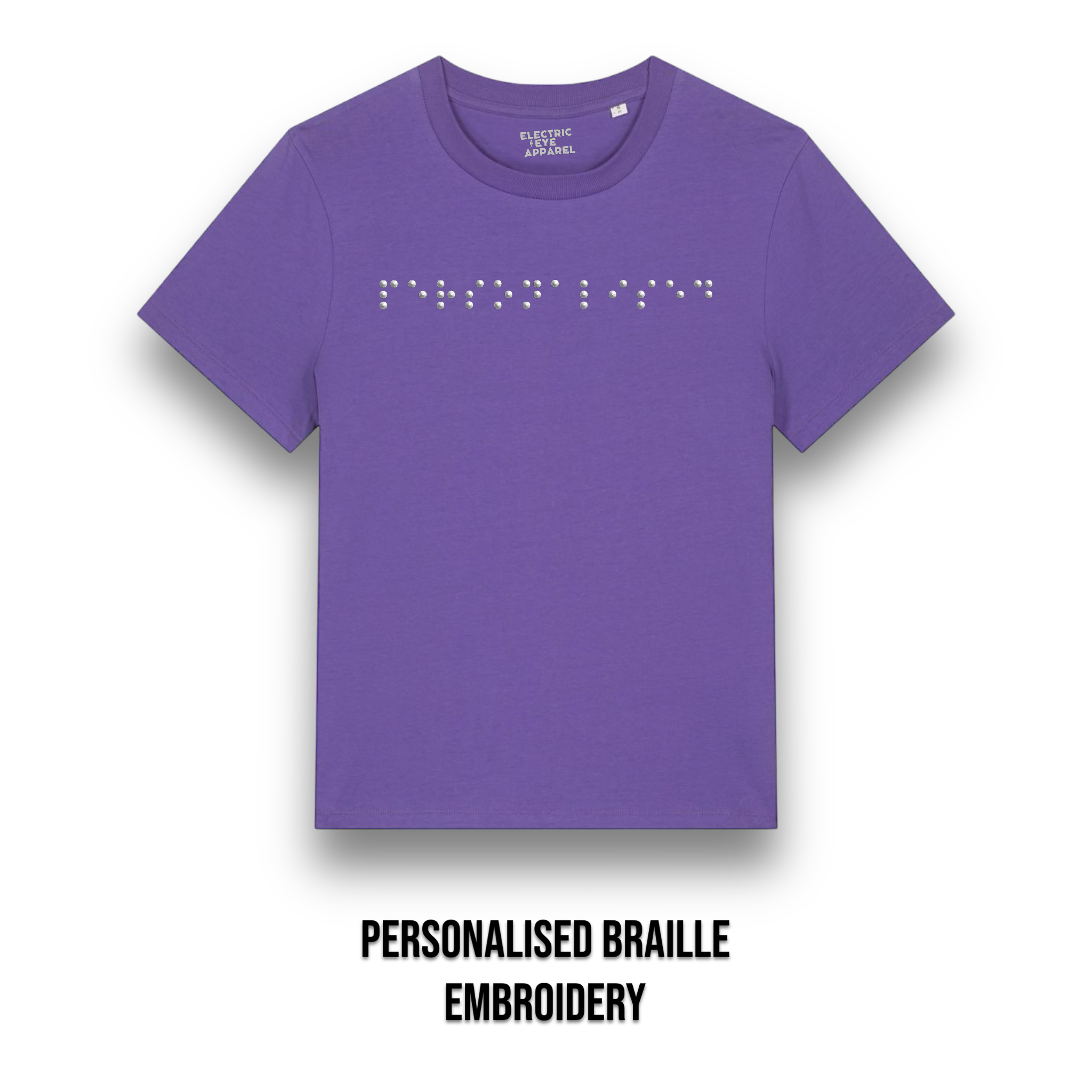 Personalised Braille Lyric Centre Chest Embroidered premium organic kids 'Mini Creator' t-shirt - convert lyrics to braille, choose your own thread colour