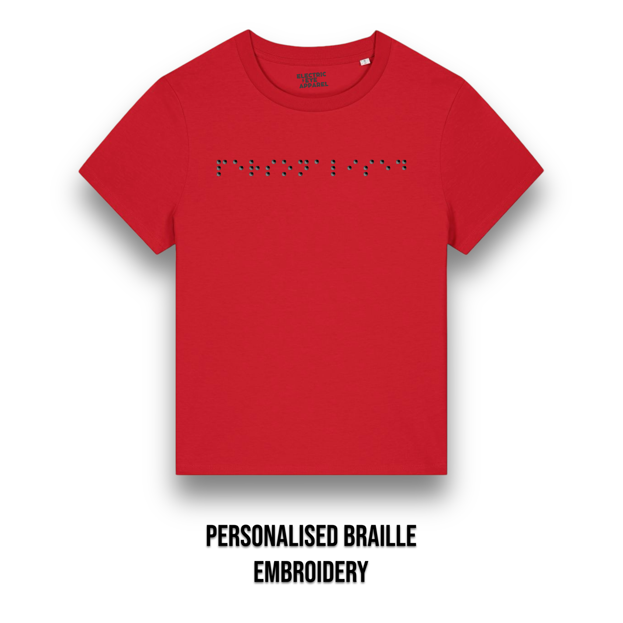 Personalised Braille Lyric Centre Chest Embroidered premium organic kids 'Mini Creator' t-shirt - convert lyrics to braille, choose your own thread colour