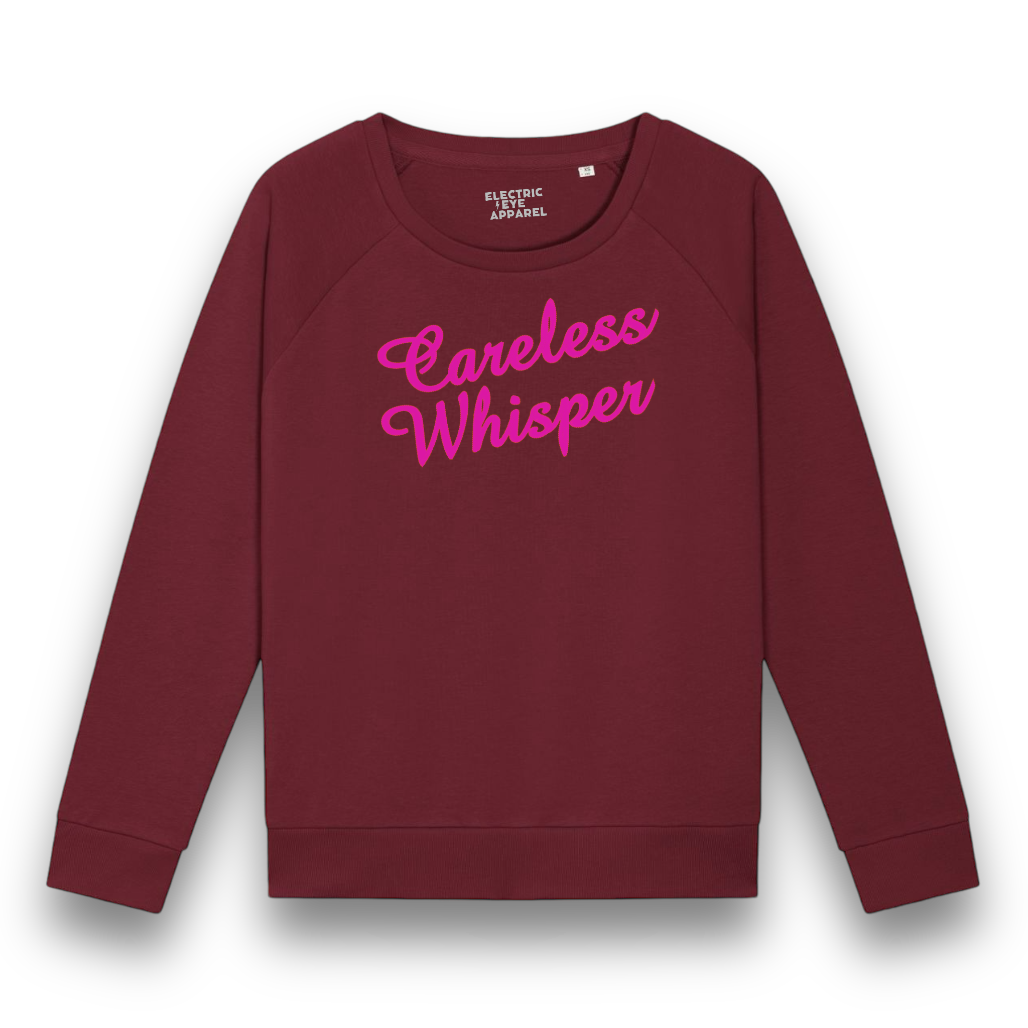 'CARELESS WHISPER' embroidered organic relaxed fit women's raglan 'dazzler' sweatshirt - inspired by George Michael