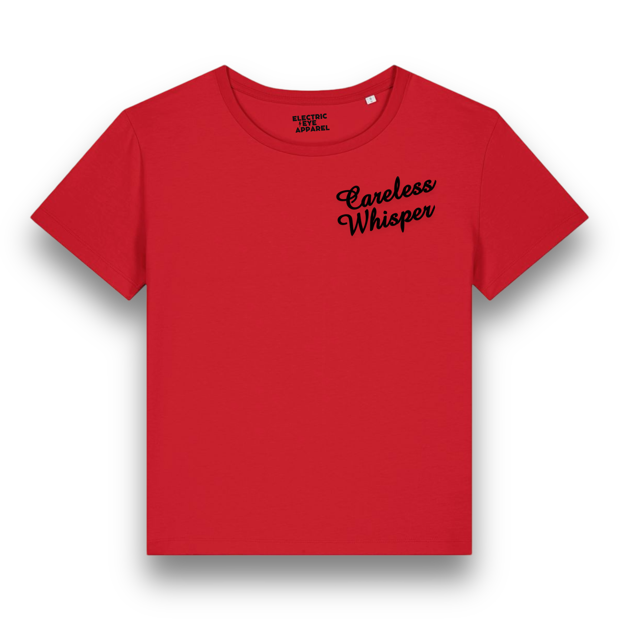'CARELESS WHISPER' left chest embroidered premium organic iconic mid-light women's 'Serena' t-shirt - inspired by George Michael
