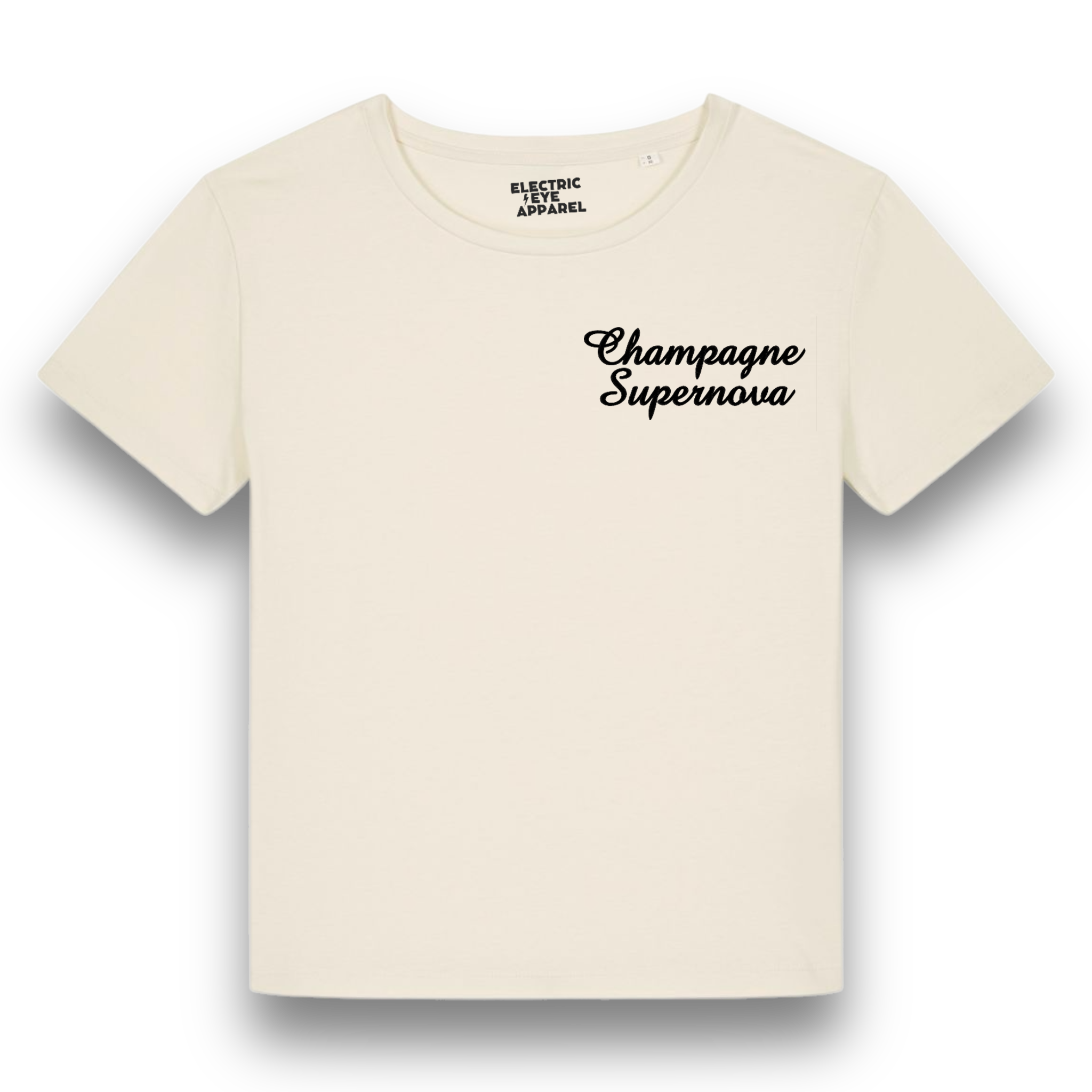 CHAMPAGNE SUPERNOVA' left chest embroidered premium organic iconic mid-light women's 'serena' t-shirt - inspired by Oasis