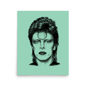 70's David Bowie Ziggy Stardust Pop Art Premium Printed Poster - Jade Green