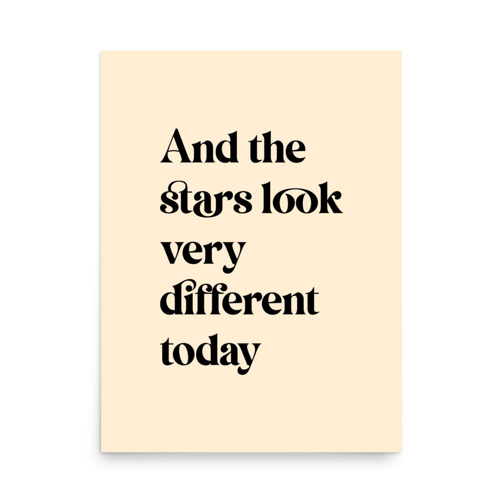 And The Stars Look Very Different Today Premium Printed Lyric Poster - Linen & Black