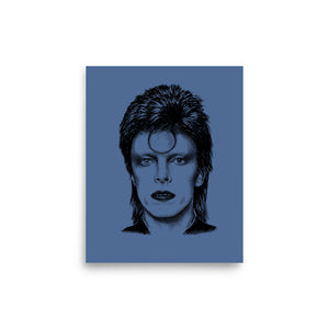 70's David Bowie Ziggy Stardust Pop Art Premium Printed Poster - Kashmir Blue