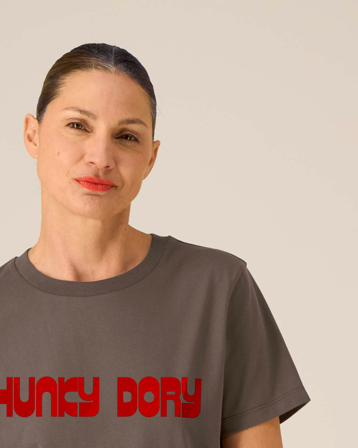 'HUNKY DORY' 70s style embroidered premium organic iconic women's 'Muser' t-shirt