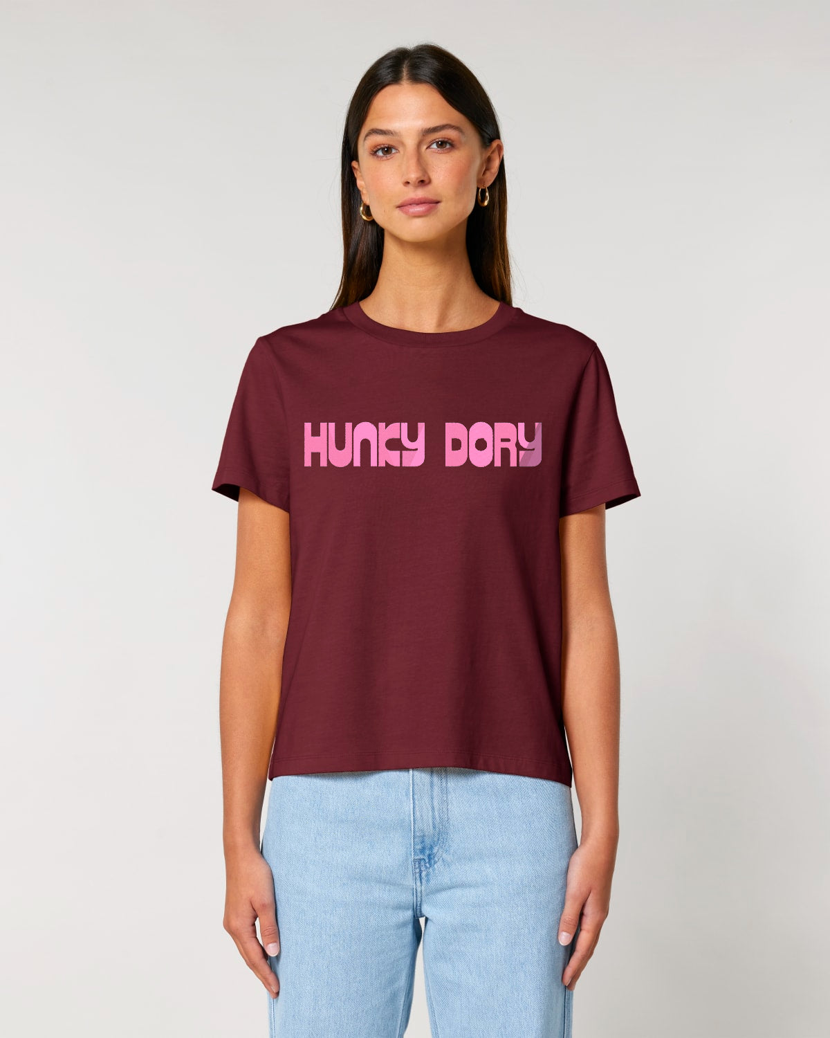 'HUNKY DORY' 70s style embroidered premium organic iconic women's 'Muser' t-shirt