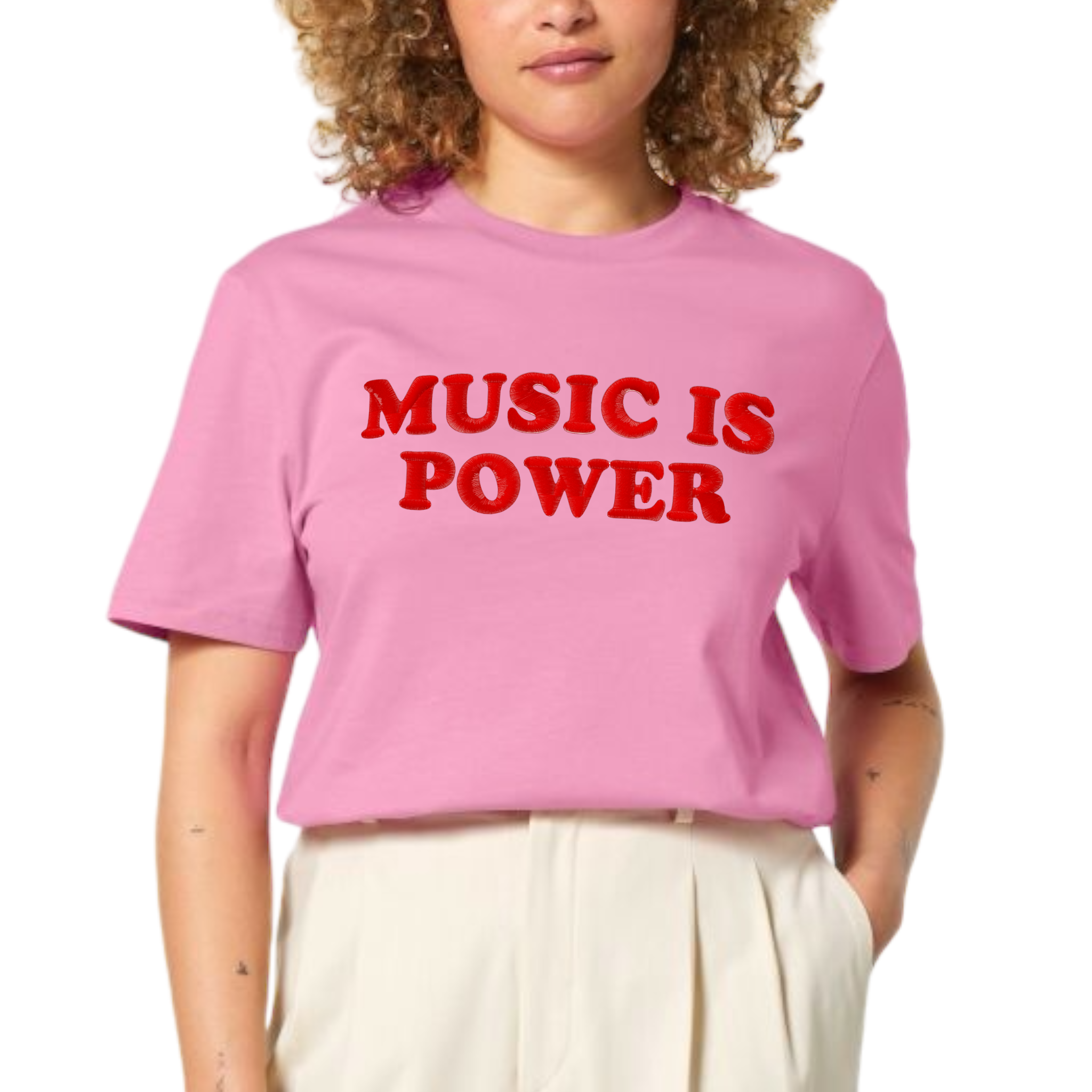 'MUSIC IS POWER' embroidered premium organic iconic unisex t-shirt