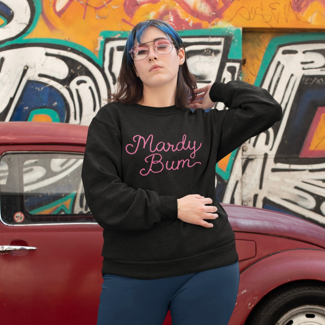 'MARDY BUM' embroidered organic cotton women's 'Thinker' sweatshirt - extended sizing XS-6XL