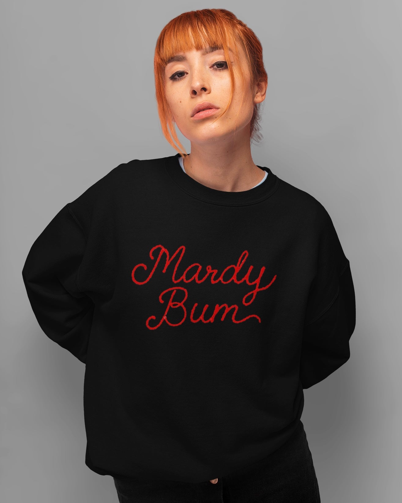 'MARDY BUM' embroidered organic women's dropped shoulder 'Alma' sweatshirt - choose your own embroidery colour