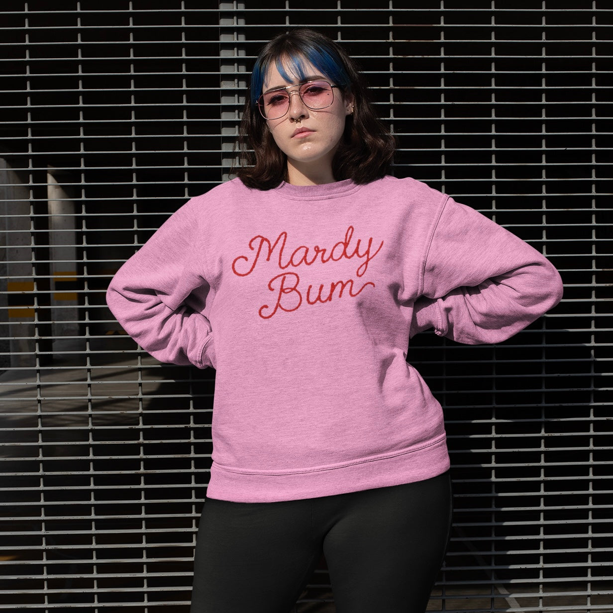 'MARDY BUM' embroidered organic cotton women's 'Thinker' sweatshirt - extended sizing XS-6XL