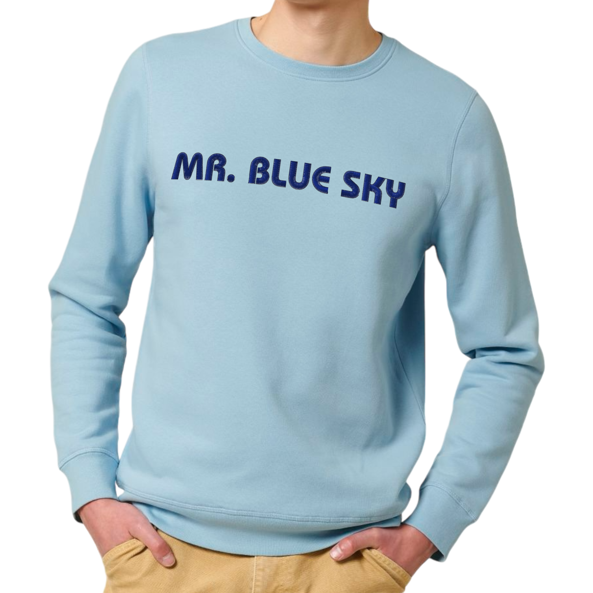 'MR. BLUE SKY' embroidered premium organic cotton sweatshirt - inspired by Electric Light Orchestra