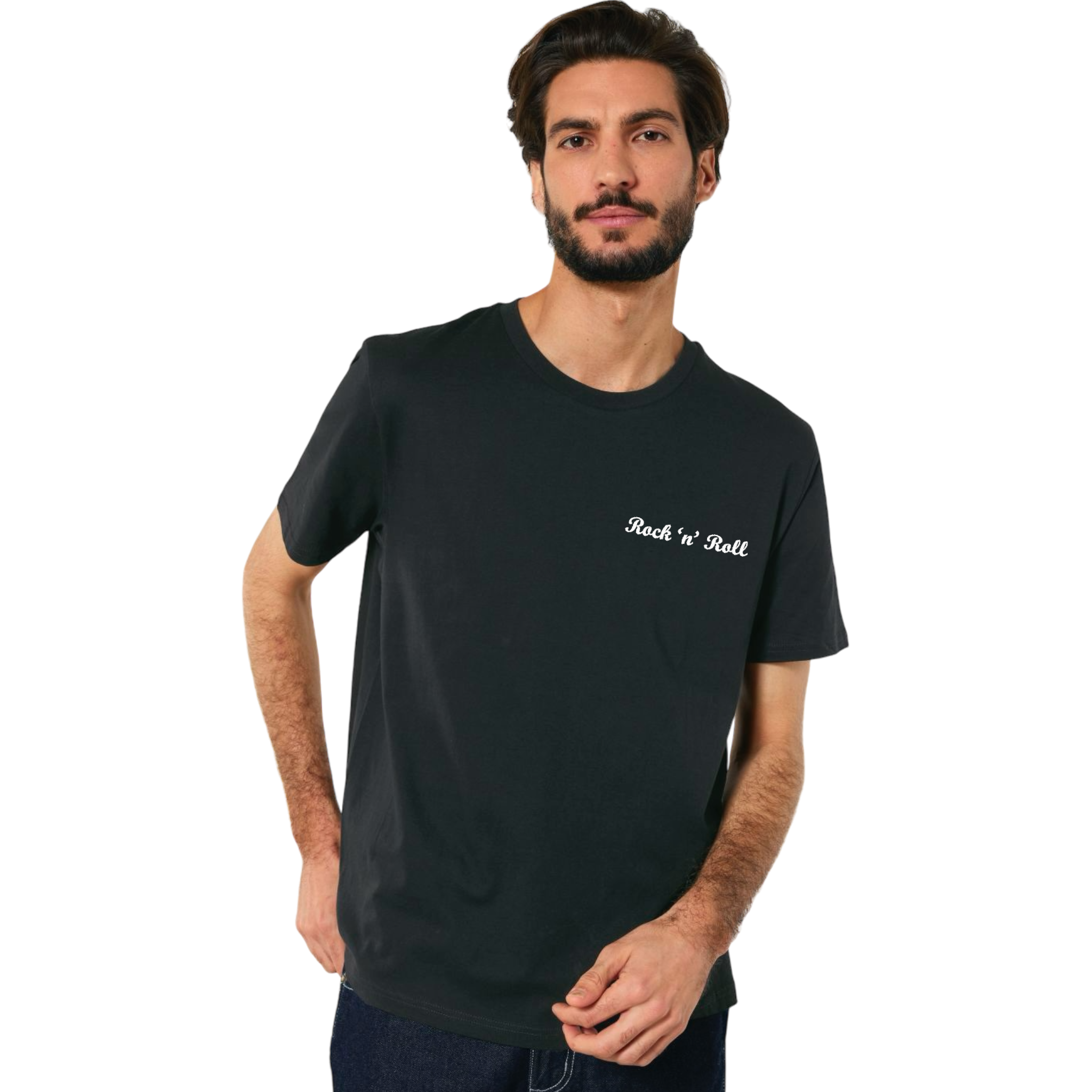 'ROCK 'N' ROLL' left chest embroidered premium organic iconic unisex t-shirt