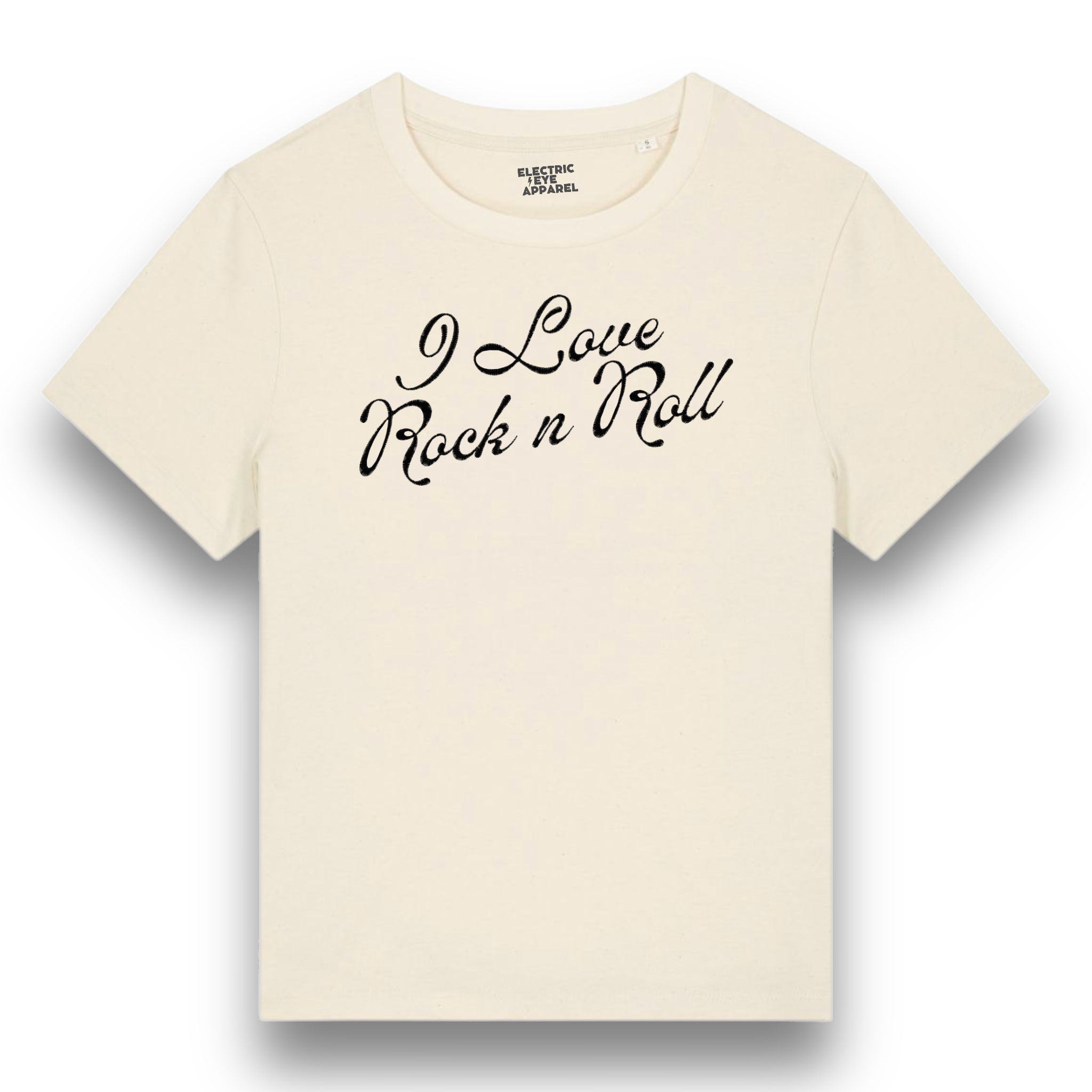 'I Love Rock n Roll' embroidered organic women's 'Muser' t-shirt - inspired by Joan Jett - choose your own embroidery colour