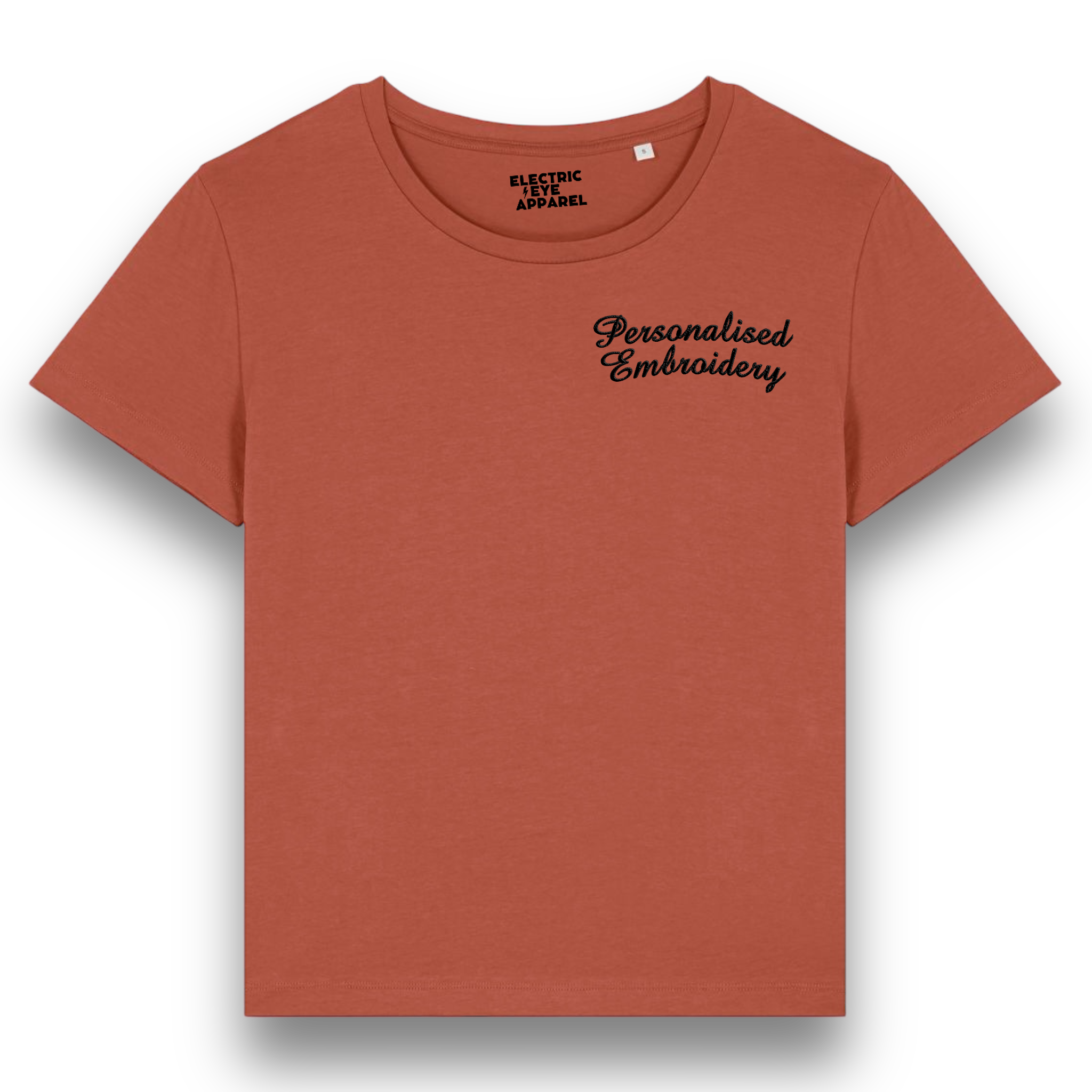Personalised Lyric Left Chest Embroidered premium organic women's iconic mid-light 'Sienna' t-shirt - choose your own lyrics, font and thread colour