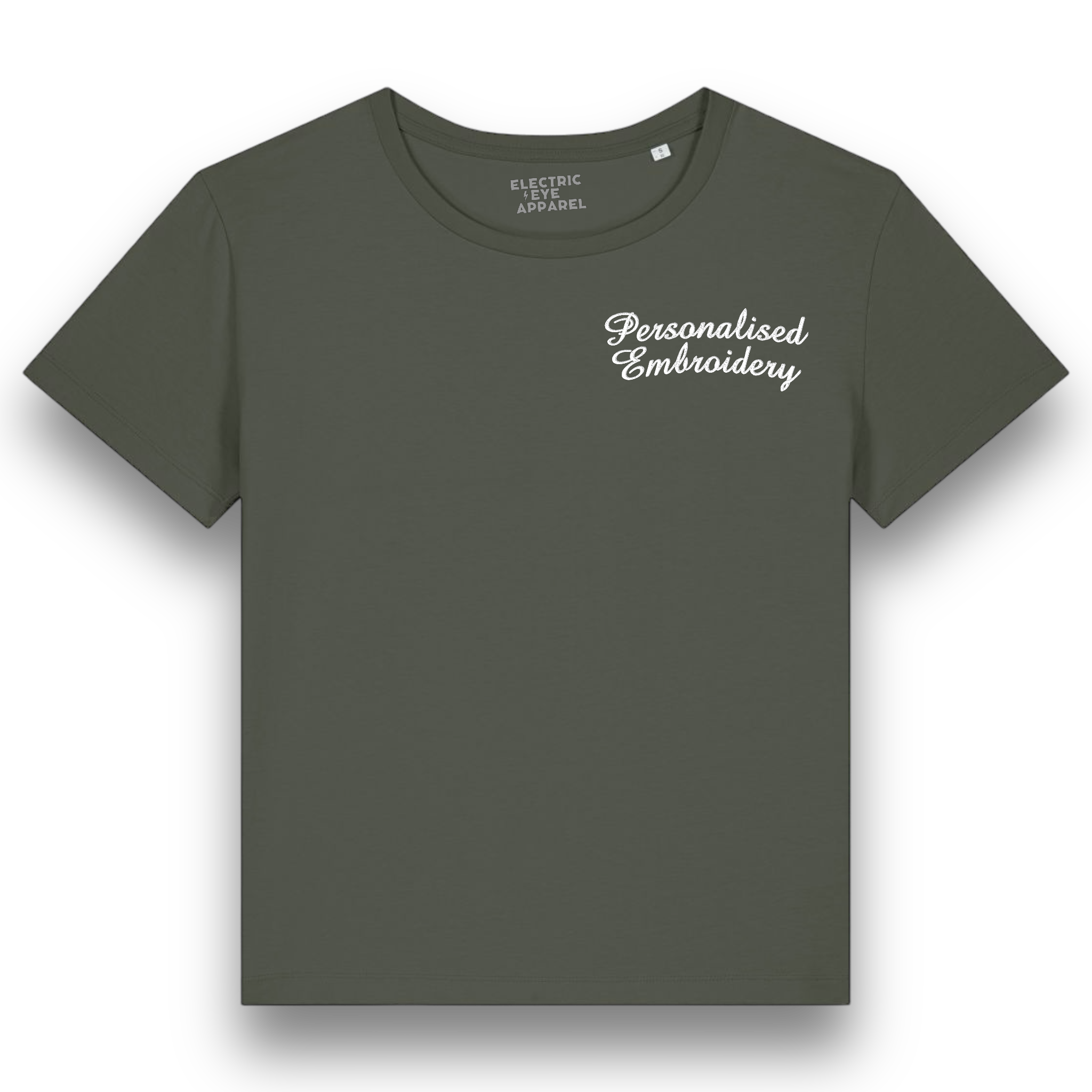 Personalised Lyric Left Chest Embroidered premium organic women's iconic mid-light 'Sienna' t-shirt - choose your own lyrics, font and thread colour