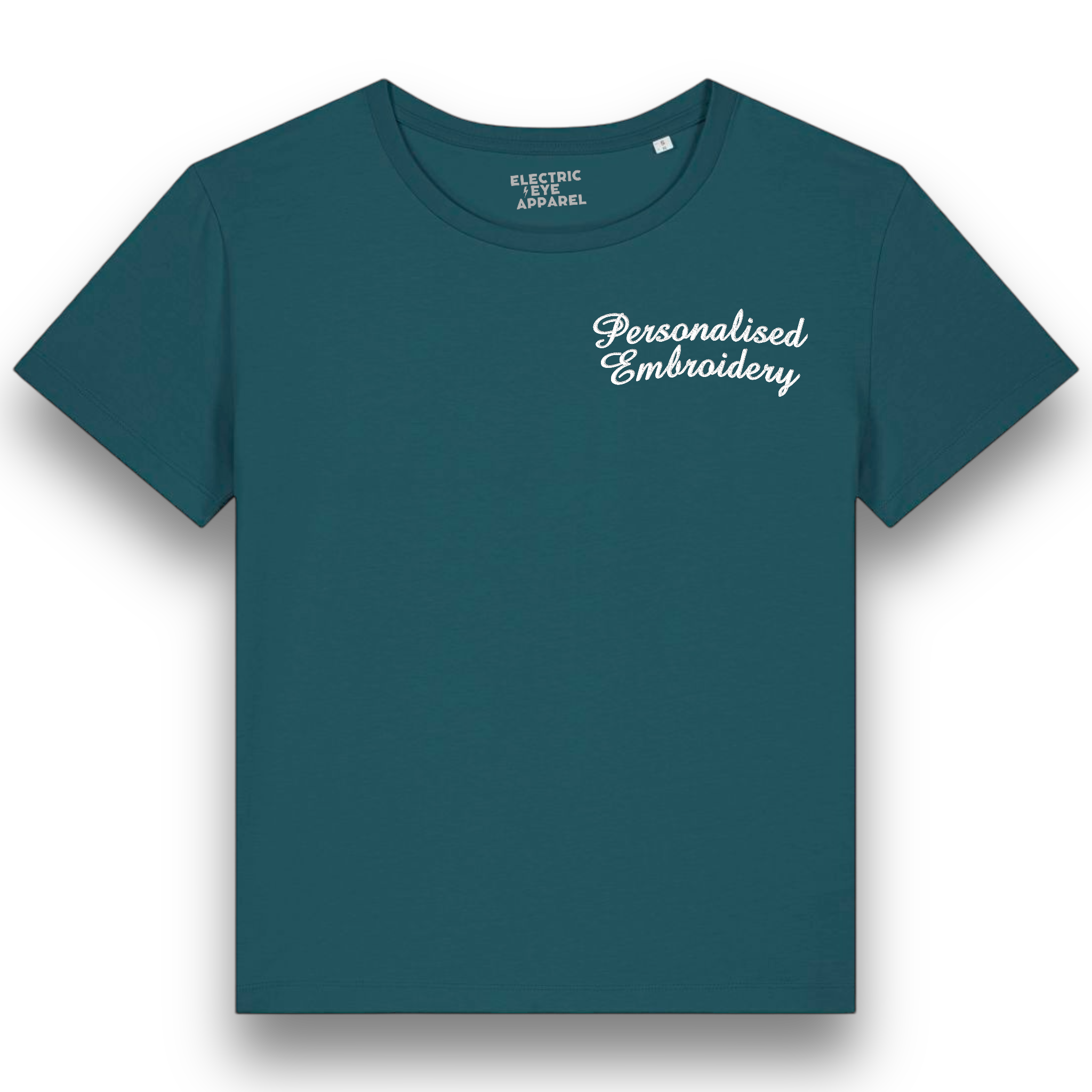 Personalised Lyric Left Chest Embroidered premium organic women's iconic mid-light 'Sienna' t-shirt - choose your own lyrics, font and thread colour