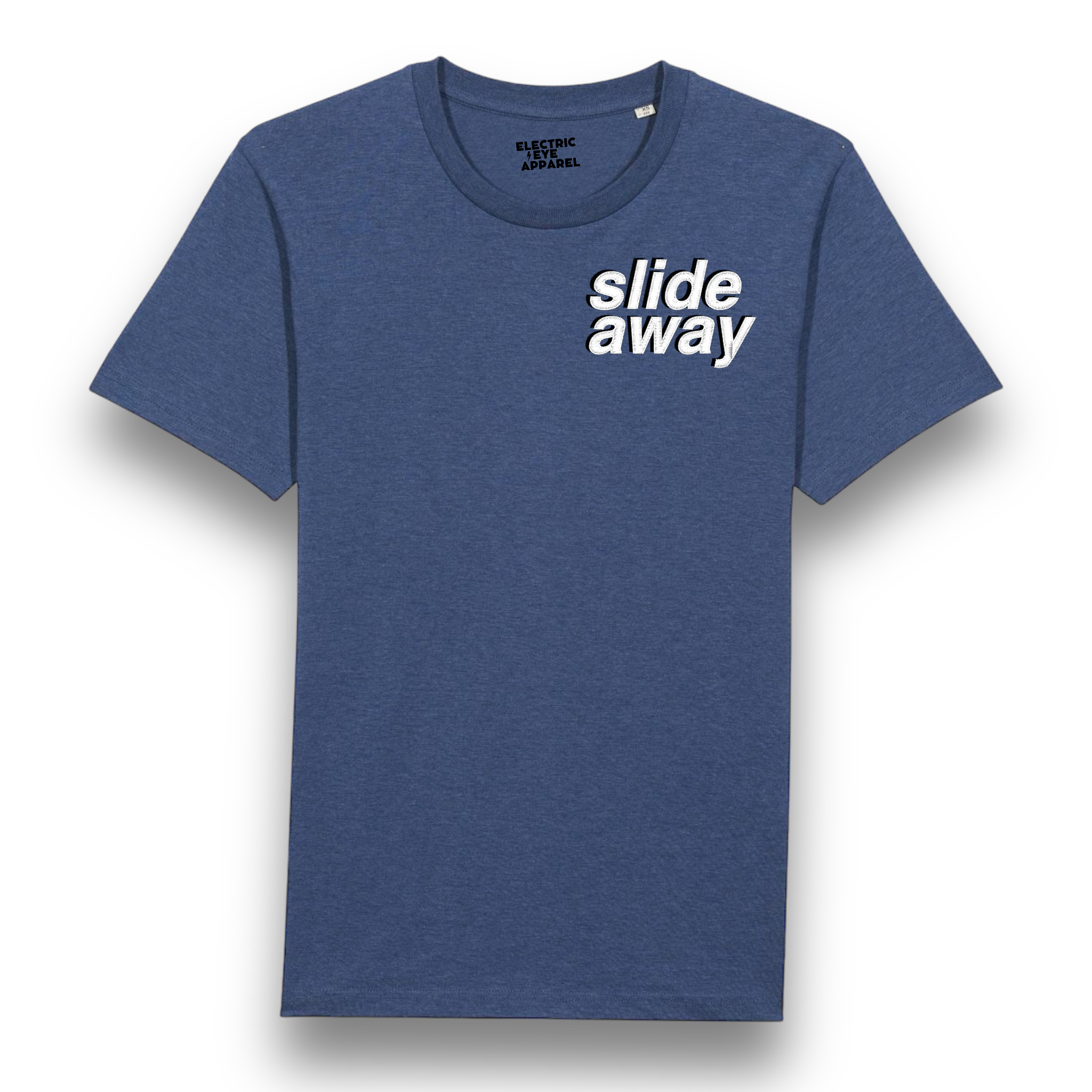 'SLIDE AWAY' 90s style left chest embroidered premium organic iconic men's 'rocker' t-shirt - inspired by Oasis