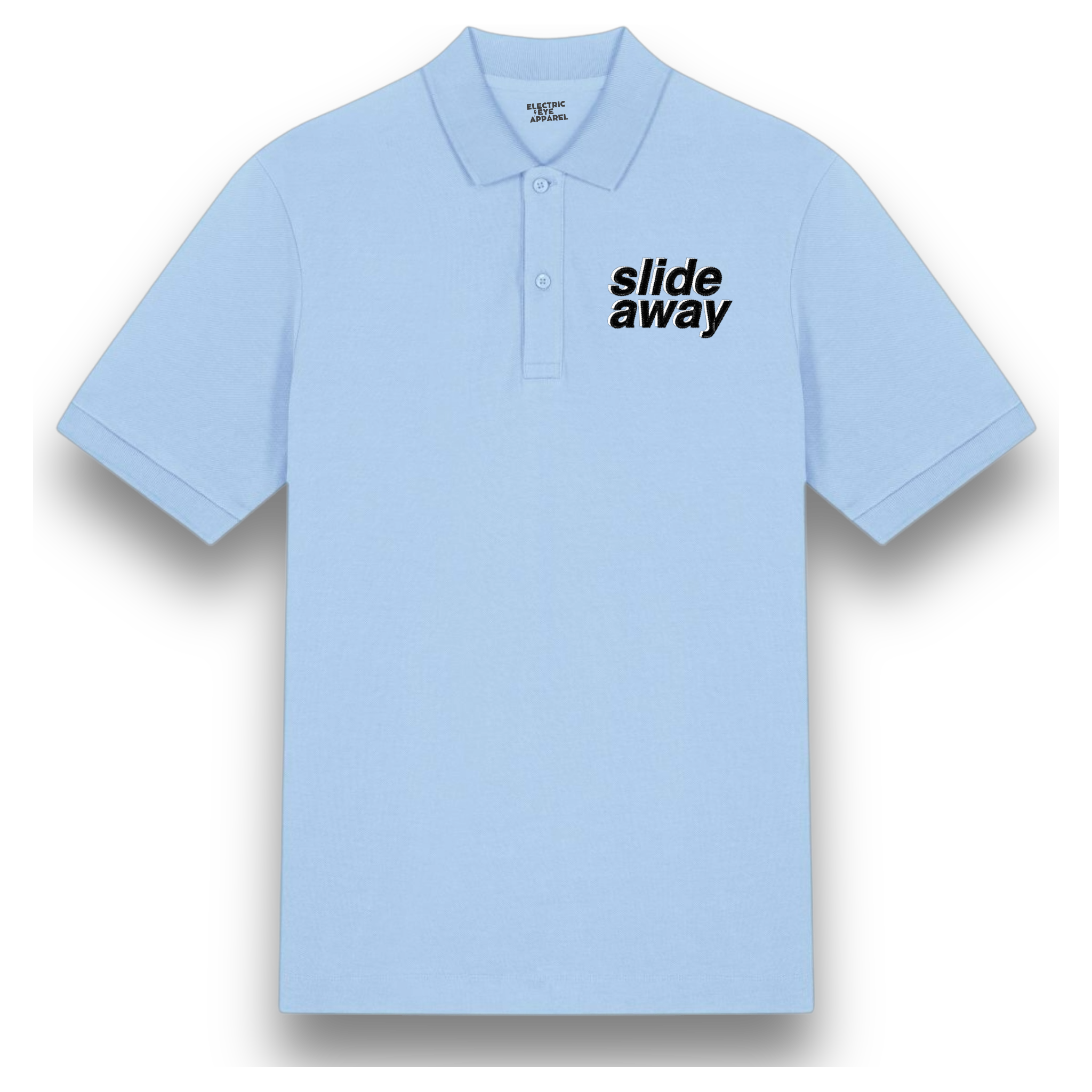 'SLIDE AWAY' left chest embroidered premium organic men's 'Carnaby' polo shirt - inspired by Oasis
