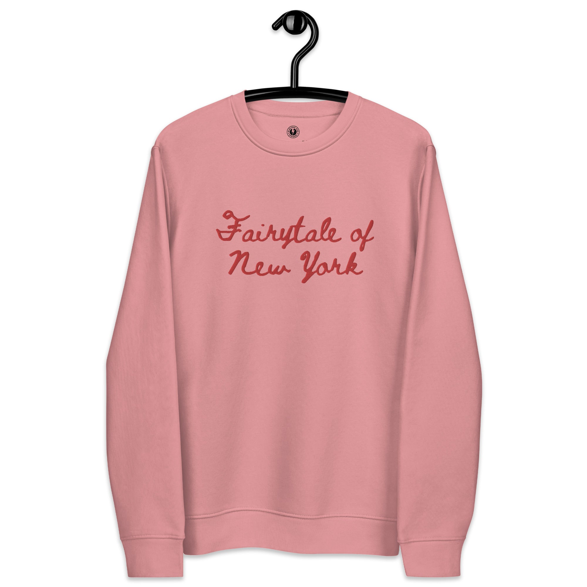 Fairytale of New York Embroidered Unisex organic cotton sweatshirt - red embroidery