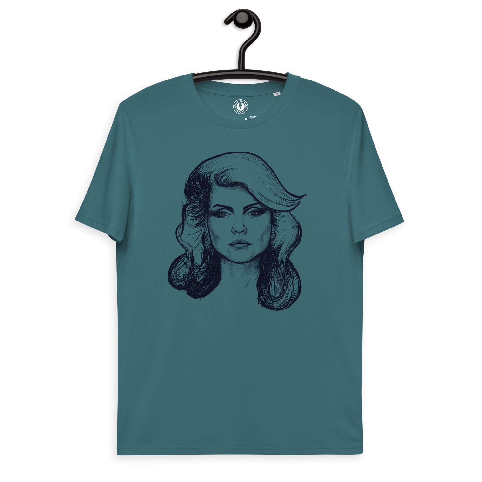 Debbie Harry Blondie Vintage Style Pop Art Drawing - Premium Printed Unisex soft organic cotton t-shirt - deep blue print.