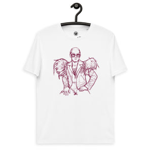 Vintage Style 70s Elton John Mono Line Art Sketch - Premium Printed Unisex organic cotton t-shirt (deep pink print)
