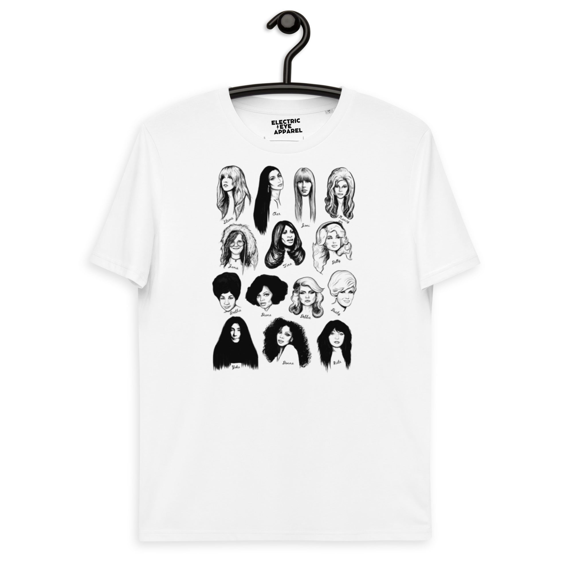 'Women In Music' Mono Line Art Printed Unisex organic cotton t-shirt