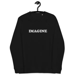 John Lennon Yoko Ono Inspired 'IMAGINE' Embroidered Unisex organic raglan sweatshirt
