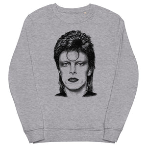 David Bowie Ziggy Stardust Hand-drawn Vintage Style Pop Art Premium Printed Unisex organic sweatshirt