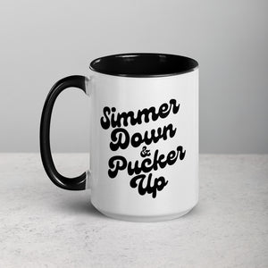 Simmer Down & Pucker Up 70's Typography Premium Printed Mug