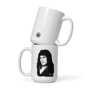 1970's Freddie Mercury Queen Pop Art Printed White glossy mug